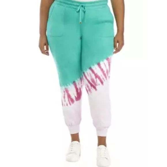 NWT Crown & Ivy Jade Tie Dyed French Terry Knit Relaxed Fit Joggers/Sweatpants - Picture 1 of 6
